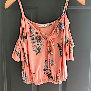 Pink Floral Crop Top